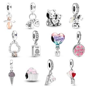 The New Popular 925 Pure Silver Pink Cake Balloon Balloon Baby Pacifier Loves Suspension Charm Beads Suitable for Primitive Pandora Bracelet Women's Jewelry Gifts