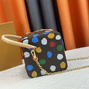 Dice Bag Dot Crossbody Handbags Cosmetic Box Prints Canvas Shoulder Bags Fashion Wallet Leather Handle Chain Handbag Old Flower Purse