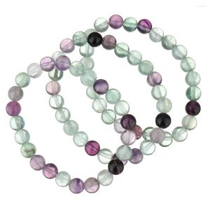 Braccialetti di filo per donna Sfera rotonda da 8 mm Pietra di cristallo naturale Verde Viola Bracciale in fluorite colorato Donna Uomo Regali per amici