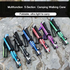 Pólos de trekking bengala multifuncional bengala de trekking pólos telescópicos Crecutas de caminhada para caminhada idosa cana de caminhada ao ar livre