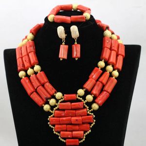 Necklace Earrings Set Amazing Wedding Coral Bib Statement 2023 Traditional Asoebi African Plated CNR520