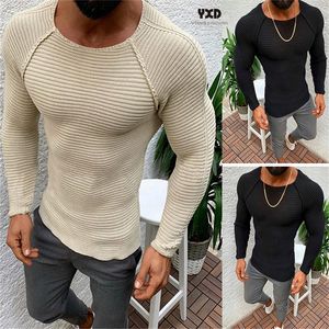 Suéter masculino de moda masculino para masculinos para masculino Vos de pescoço Slim Slim Fit Knit listrado Autumn estilo coreano Casual Casual 230223