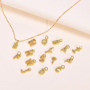 Hänghalsband A-Z Inledande 26 bokstäver Cubic Zirconia Pendants Halsband för kvinnor Rostfritt stål Dänta charm mode smycken