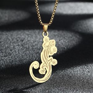 Pendanthalsband Chengxun Dragon Lizard Halsband för kvinnor Män rostfritt stål Animal Gecko Charmkedja Choker Talisman smycken gåva