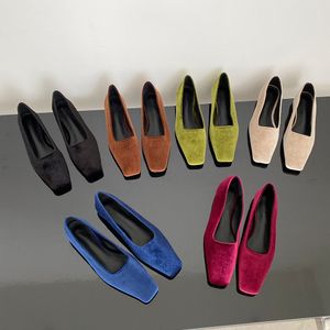 Dress Shoes Square Toe Women Flats Loafers Fashion 2022 Arrivals BlackBrownGreenBeigeBlueRed Dance Woman Size 3539 230224