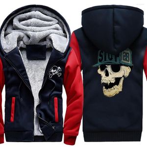 Men's Hoodies Stop Skull Cartoon 2023 Arrival Mens Raglan Thicken Jackets Winter Mans Coats Korean Style Zipper Hipster Moletom Masculino