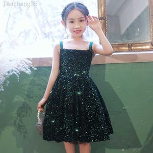 Girl's Dresses Baby Girls Dark Green Sparkling Sequin Princess Ball Gown Kids Birthday Party Evening Perfrmance Boutique Dresses y798 W0224