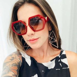 Óculos de sol 2022 Trendy Gormize Red Hexagonal Glassses Women Women Brand Designer Acetato Polígono Poligo Sol Vidro Gold V Decorar Shades G230223