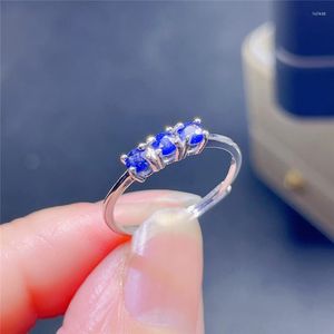 Cluster Rings Natural 3 3mm Sapphire S925 Sterling Silver Wedding Present For Women Fashion Jewelry with Certificate Good Workmanship