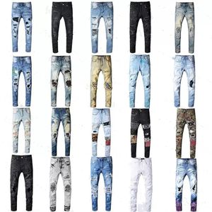 2022 Дизайнерские джинсовые брюки Мужчины Женщины Т -рубашки пантера печать армия зеленый разрушенный мужские джинсовые джинсовые байкеры скинни джинсы 23ss