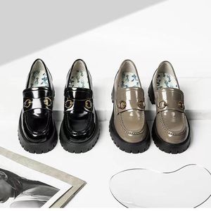 Lunge Sole Casual Shoes Flat Women Platform Loafers Sl￥s L￥g Topp 100% l￤der Metall Buckle Platform Style Retro m￥ngsidig college stil rund t￥ ins trend