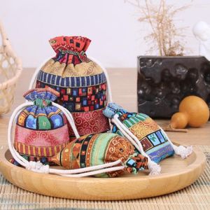 Shopping Bags 1Pcs Bohemian Cotton Jewelry Print Gift Stripe Drawstring Christmas Pouches Party Bag