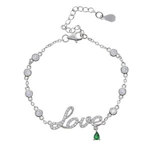 Link Chain Minimalist CZ Crystal Letter Bracelet Gold Silver Color Love Charm Romantic Dainty CZ Statement Bracelets For Women Jewelry G230222