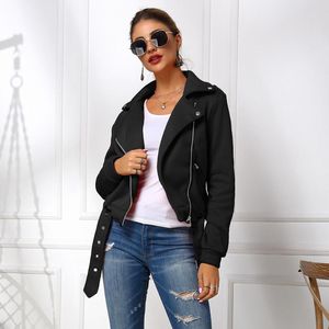 Kvinnorjackor Autumn Winter Women Clothes Outwear Coat Zip Plus Size Bomber Jacka Ladies Classic Up Biker