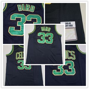 Larry Bird 33 Jersey 1985-86 Maglie nere Basketball Uomini cuciti JERSEY S-XXL MIX Match Order