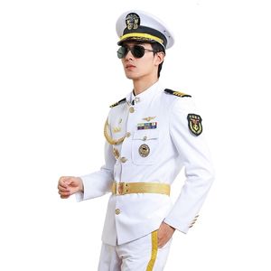 Men's Jackets Captain seaman water phone long uniform cruise ship white spring and autumn coat performance 230223