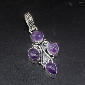 Anhänger Halsketten Hermosa Schmuck Vintage Elegante Lila Charoite Silber Farbe Charm Halskette Für Frauen Geschenke 20234718