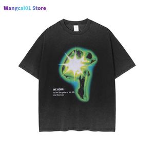 wangcai01 Men's T-Shirts Goth Pain Print Oversized Grunge Y2k Men T Shirts Streetwear Retro Vintage Clothes T-shirts 2022 Summer Casual Tops Cotton Tees 0224H23