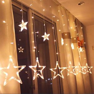 2 5m 138 LED Gadget 12 Sterne Fairy String Vorhang Fenster Leuchten Twinkle Weihnachtsferien Heimaty Hochzeit Garland Patio Lawn de325e