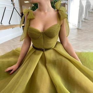 Wedding Dress Sexy Sweetheart Neckline A-Line Green Short Dresses Straps Tea Length Gowns Formal Party