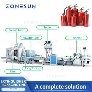 ZONESUN Abfüllmaschine Automatische Trockenchemikalien-Feuerlöscher-Produktionslinie Feuerlöscher-Verpackungssystem-Ausrüstungsmaschine ZS-FE1