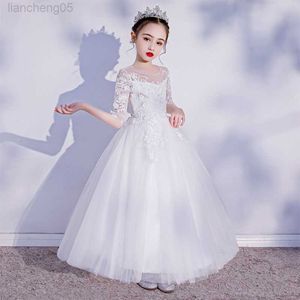 Vestidos de menina à noite Princess Girls Party Party Braom Prom Tulle Dress Fluffy Flor Girl Winter Velvet Wedding Dresses para o ano novo 2023 W0224