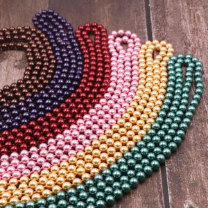 Kedjor Fashion Multicolor Simulated Pearl Shell Pärlor Långt halsband Runda glaspärlor Kedjestrand Halsband Kvinnor smycken 56 