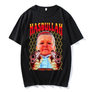 Męskie koszulki HASBULLA Fighting Meme T-Shirt Fan Gift Mini Khabib Blogger T-shirty Mężczyźni Kobiety Wysokiej jakości ponadwymiarowa koszulka graficzna unisex 230223