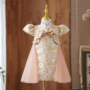 Girl's Dresses Toddler Girls Chinese Style Sweet Cheongsam Princess Dress Kids Girl Birthday Party Performance Boutique Dresses y819 W0224