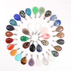 Correntes Factory Factory Fashion Flat Whate Drop Shape Crystal Natural Stone Pingente Colar com corda