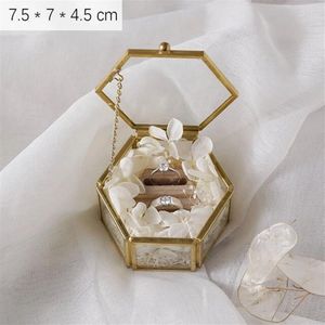 Personalized Geometrical Clear Glass Jewelry Box Ring Bearer Storage Organizer Holder Wedding Decoration263G