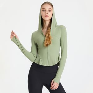 Women's Blouses Shirts Lycra Nude Zipper Hoodie Yoga Shirt Long Sleeve Jacket Slim Skinny Sports Fast Drying Fitness Solid Color Top 230223