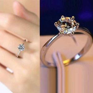 Sechs-Klauen-Diamant-Imitationsring für Damen, einfacher modischer Eröffnungsring für den Heiratsantrag eines Paares