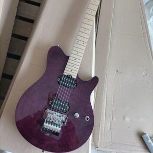 6 Strings Purple Electric Guitar with Floyd Rose Humbuckers Maple Fretboard Customizable