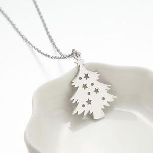 10st S￶t julen talltr￤d halsband kon ekorn ekcedertr￤d med stj￤rnor h￤nge rostfritt st￥l v￤xt minimalistiska chokers krage smycken