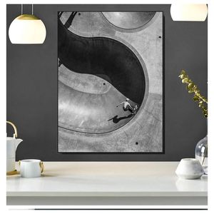 Dipinti di poster Venezia Skatebowl Picture Skateboarding Sports Wall Art Canvas Decor Venice Skatepark Black White Photo Woo