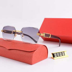 Luxury BRAND Fashion Carter Gradient lens square Sunglasses woMen rimless Vintage Brand Design Sun Glasses Oculos rimless wood grain