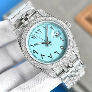 Pełny diamentowy zegarek męskie automatyczne mechaniczne zegarki wodoodporne 41mm wysadzany diamentami stal szafirowy damski zegarek biznesowy Montre de Luxe
