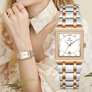 Zegarek damski Diamond Watch Women Eleganckie modne zegarek luksusowa marka kwarcowa kwarc wwoor panie oglądają małą bransoletę kalendarza zegarek Montre femme 230223