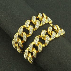 Jóias de colar de colar de corrente de ligação cubana Conjunto de jóias de 18K Colar de zircona de zircona de ouro real com homens de jóias de correntes dominantes