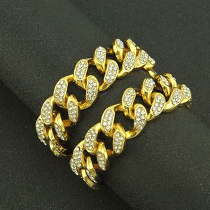 Set di gioielli con bracciale a catena a maglie cubane Set di gioielli in zirconi placcati oro reale 18 carati con set di gioielli da uomo con catene prepotenti