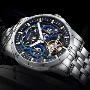 ساعة Mark Huafei الجديدة Mechanical Mechanical Mens Automatic Highry Sourbillon مجوفة للرجال المعصم Watch Waste Wristwatch111
