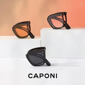 Zonnebril CAPONI Opvouwbaar Voor Vrouwen Gepolariseerde Anti Glare Opvouwbare Zonnebril Muti Kleuren UV400 Beschermen Met Ronde Doos CP22007