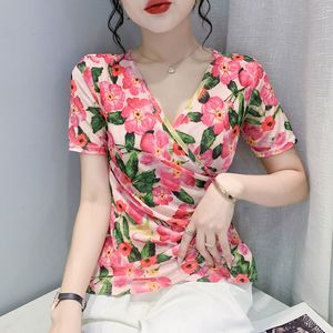 여자 2 조각 바지 2023 여름 한국 의류 메쉬 트 셔츠 세련