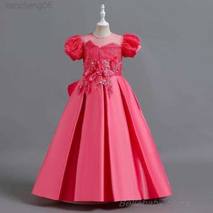 Mädchenkleider Kinder Brautkleider für Mädchen Elegante Blume Prinzessin Langes Kleid Kleinkind Mädchen Abendkleid Vestidos Infantil Größe 6 12 14 Jahre W0224