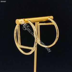 4CM F Golden Studs Letter Stamps Gold Hoop Earring Designer Jewelry Wedding Lovers Gift Box Gioielli di fidanzamento per la sposa