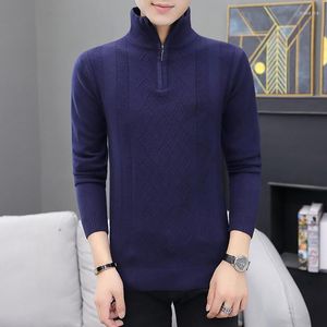Men's Sweaters Sweater Men Turtleneck Daily Navy Black Mens Grey Youth High Collar Sleeve Thickened LONG WINTER Casual Red