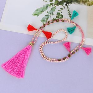Colares pendentes kelitch feminino bohemian tassels colar de miçangas de miçanga de moda de moda de longa cadeia de moda por atacado