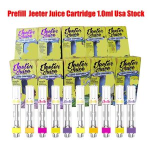 Jeeter Juice Ceramic Coil Cartridge Glass Atomizer Vape Carts 1 ml Prefill 510 Tråd tjock olja med förångare 10 färger Förpackning