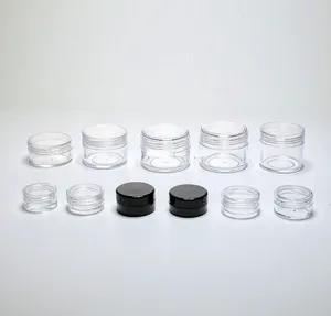 Klasik kavanozlar kozmetik örnek boş kap 5ml plastik yuvarlak pot vidalı kapak küçük minik 5g şişe makyaj için göz farı çivileri 1 3 5 10 20 30 gram